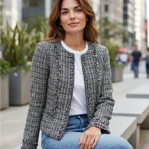 Karl Lagerfeld Monochrome Tweed Blazer